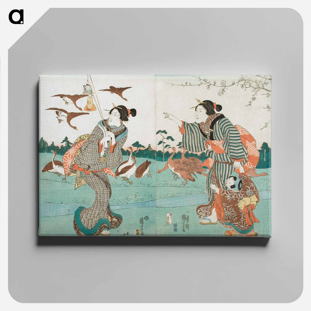 View of Yanagishima in Spring - 歌川 国芳 Canvas.