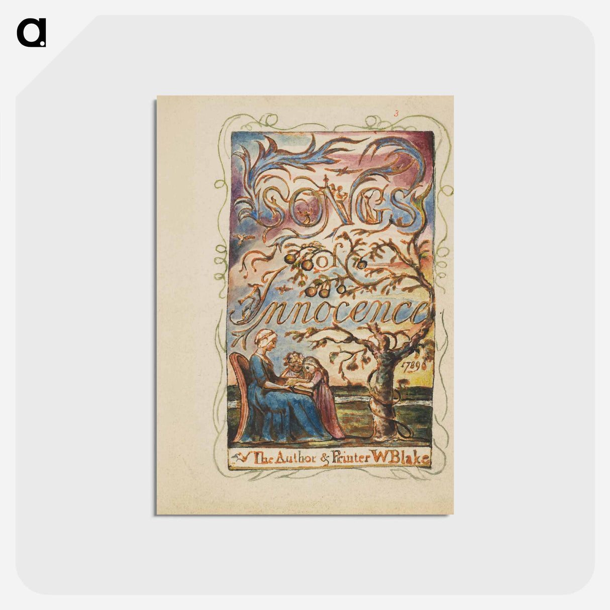 アートポストカード-Songs of Innocence: Title Page - ウィリアム ブレイク Postcard.