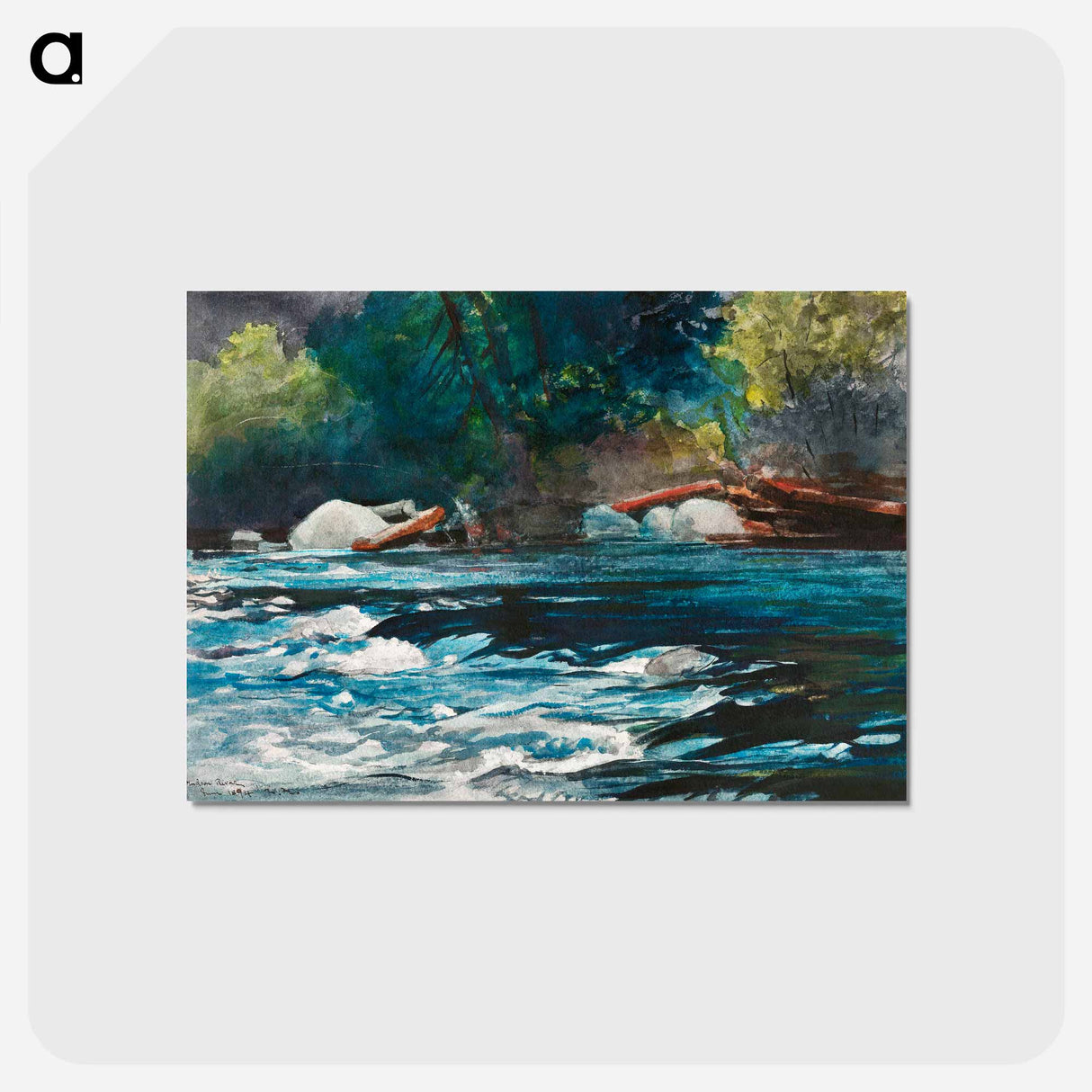 アートポストカード-The Rapids, Hudson River, Adirondacks - ウィンスロー ホーマー Postcard.
