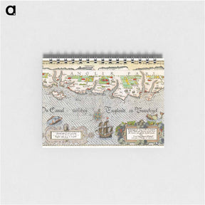アートメモ帳-Kaart van de Zuidengelse kust tussen de Isle of Wight en Dover - アンティーク地図 Memo.