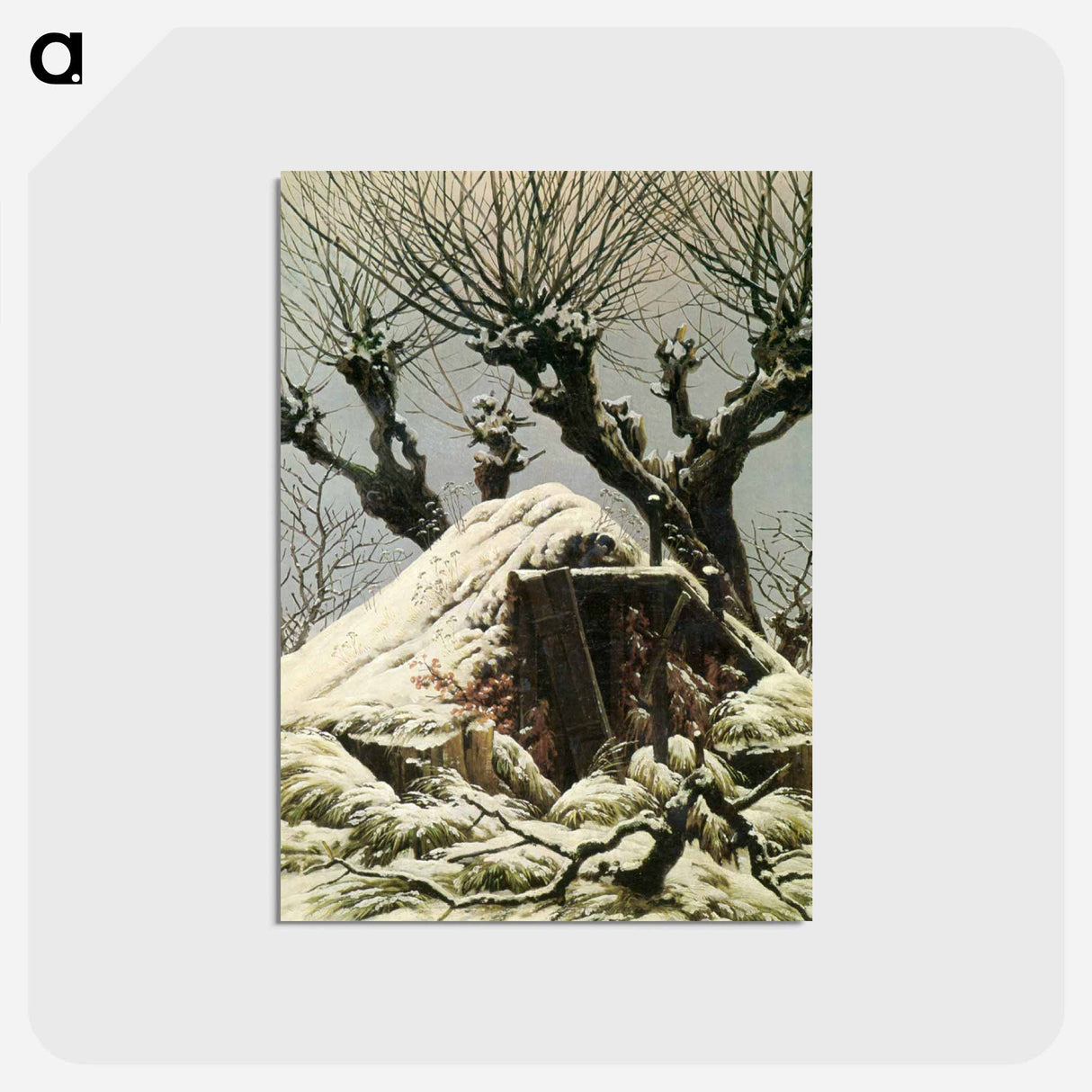 アートポストカード-Cabin in the Snow - カスパー ダーヴィト フリードリヒ Postcard.