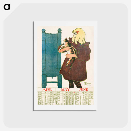 アートポストカード-Vintage calendar print by Edward Penfield - エドワード ペンフィールド Postcard.