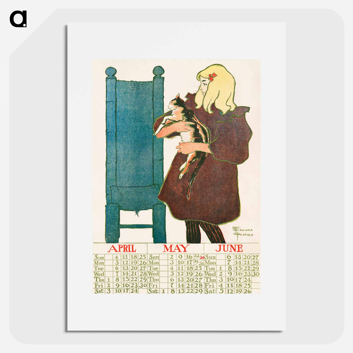 Vintage calendar print by Edward Penfield - エドワード ペンフィールド Poster.