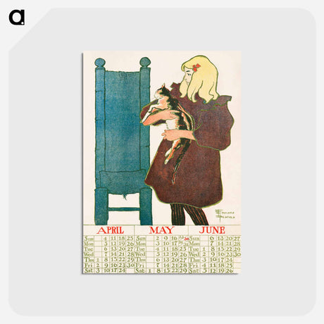 アートポストカード-Vintage calendar print by Edward Penfield - エドワード ペンフィールド Postcard.