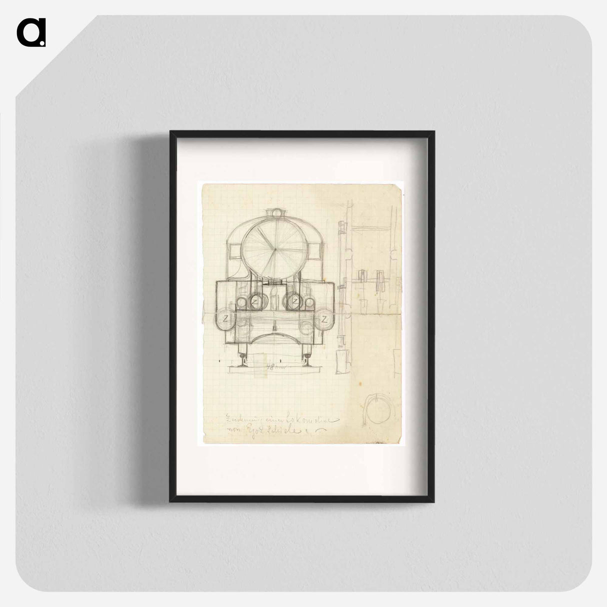 Locomotive from the front (child's drawing) - Egon Schiele Poster.