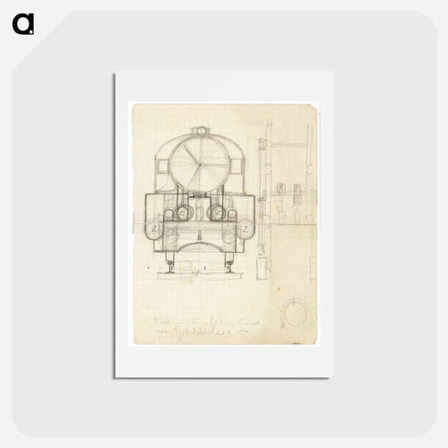 Locomotive from the front (child's drawing) - Egon Schiele Postcard.