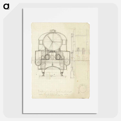 アートポスター-Locomotive from the front (child's drawing) - エゴン シーレ Poster.