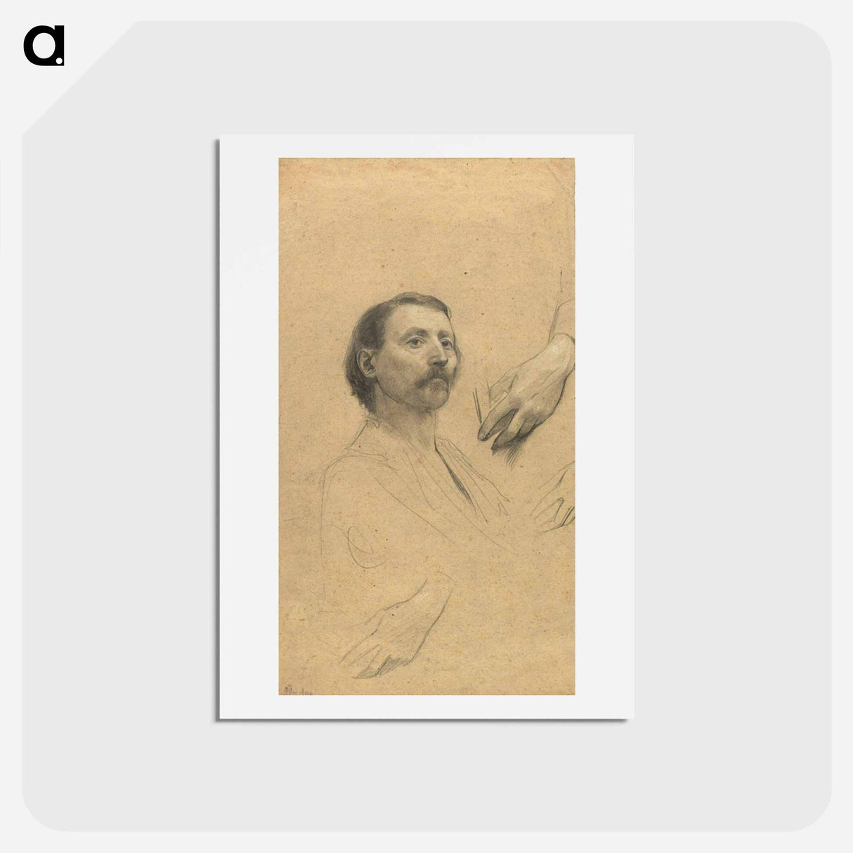 アートポストカード-Head and.Hand Study for a Portrait of a Gentleman - グスタフ クリムト Postcard.