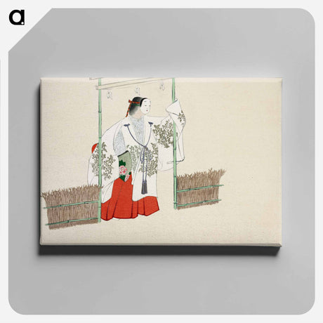 アートパネル-Masked man from Momoyogusa–Flowers of a Hundred Generations - 神坂 雪佳 Canvas.