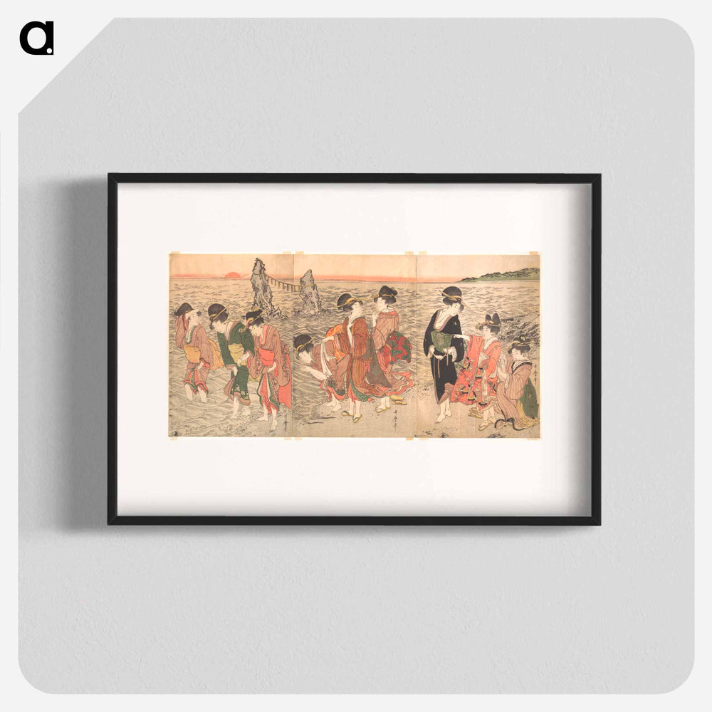 Women Worshipping the Rising Sun between the Twin Rocks at Ise - 喜多川 歌麿 Poster.