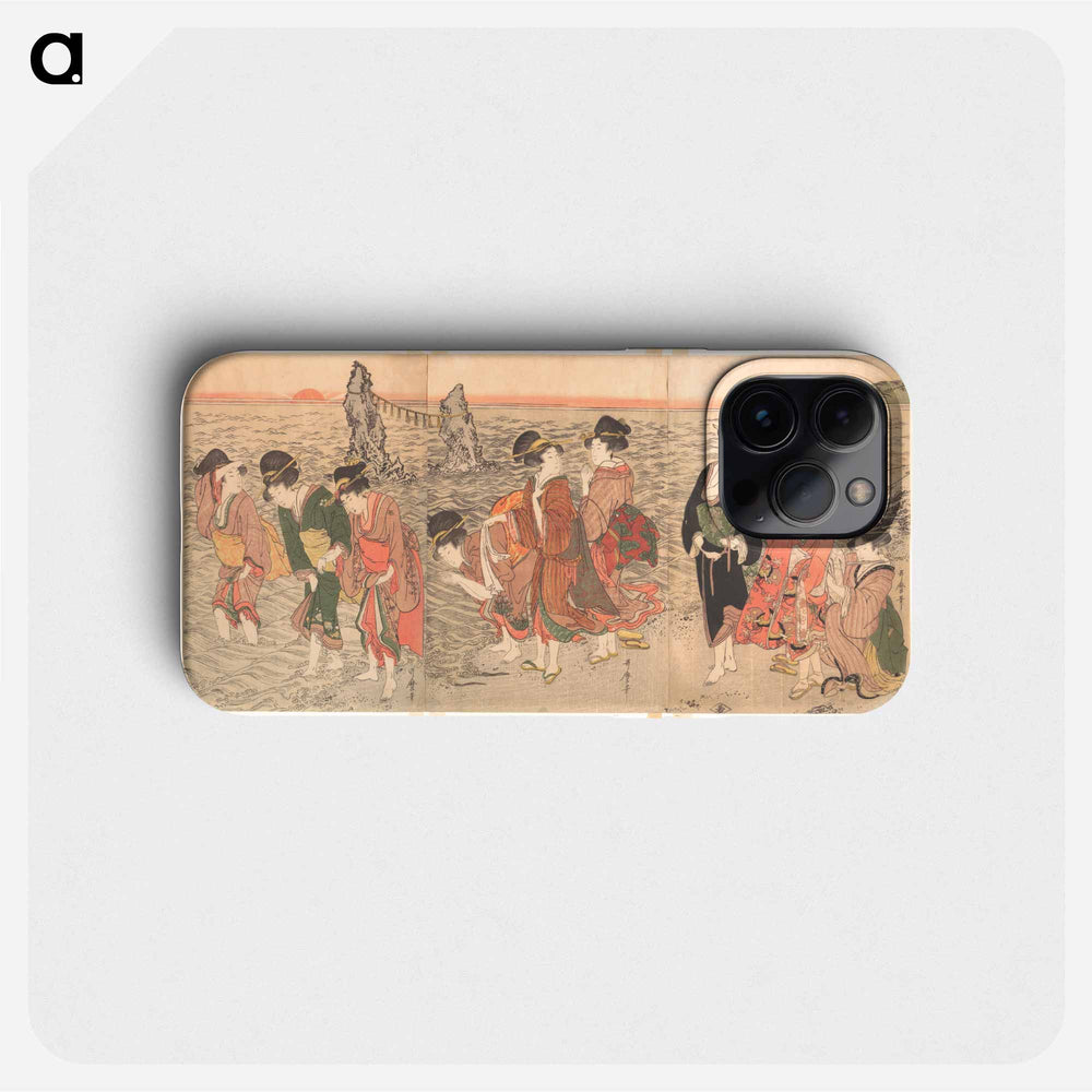 Women Worshipping the Rising Sun between the Twin Rocks at Ise - 喜多川 歌麿 Phone Case.