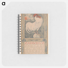 アートメモ帳-Kalenderblad januari met witte haan - テオ ヴァン ホイテマ Memo.
