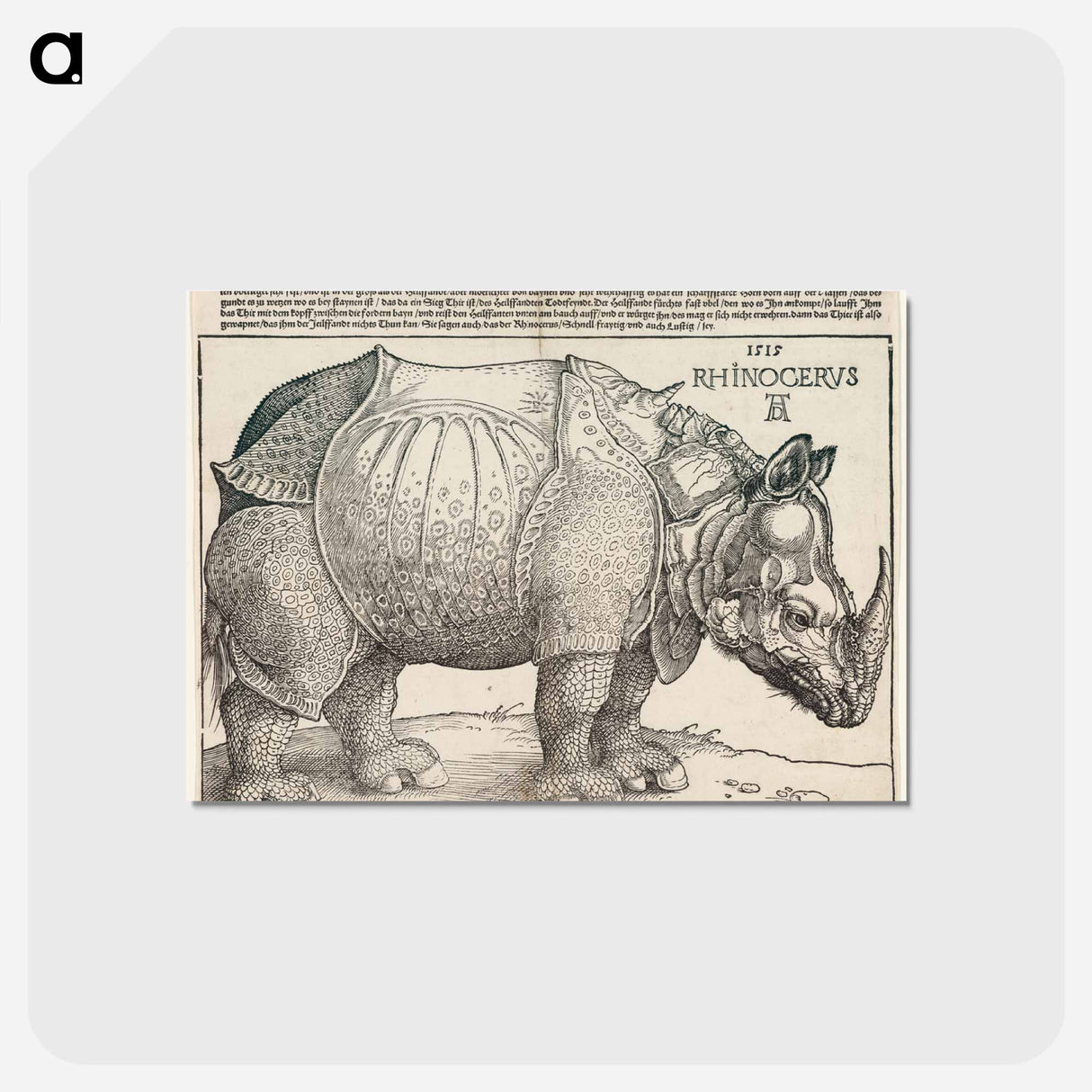 アートポストカード-The Rhinoceros - アルブレヒト デューラー Postcard.
