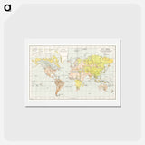 アートポストカード-Die Erde. Eine allgemeine Erd- und Länderkunde - アンティーク地図 Postcard.