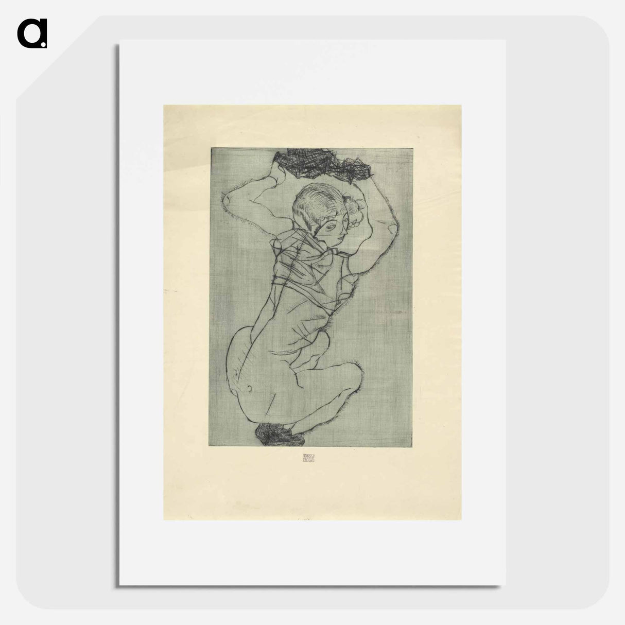 Crouching - Egon Schiele Poster.