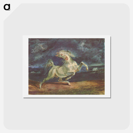 アートポストカード-Horse Frightened by a Storm - ウジェーヌ ドラクロワ Postcard.