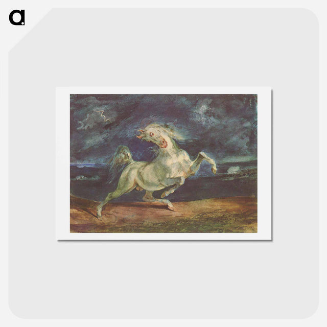 アートポストカード-Horse Frightened by a Storm - ウジェーヌ ドラクロワ Postcard.
