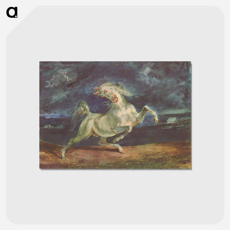 アートポストカード-Horse Frightened by a Storm - ウジェーヌ ドラクロワ Postcard.