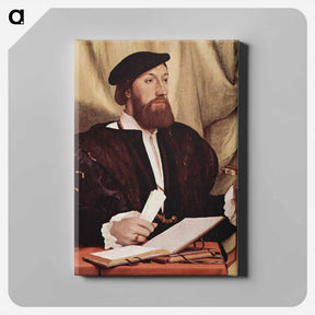 アートパネル-Unknown gentleman with music books and lute - ハンス ホルバイン Canvas.