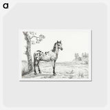 アートポストカード-Standing mottled horse - ジャン ベルナール Postcard.