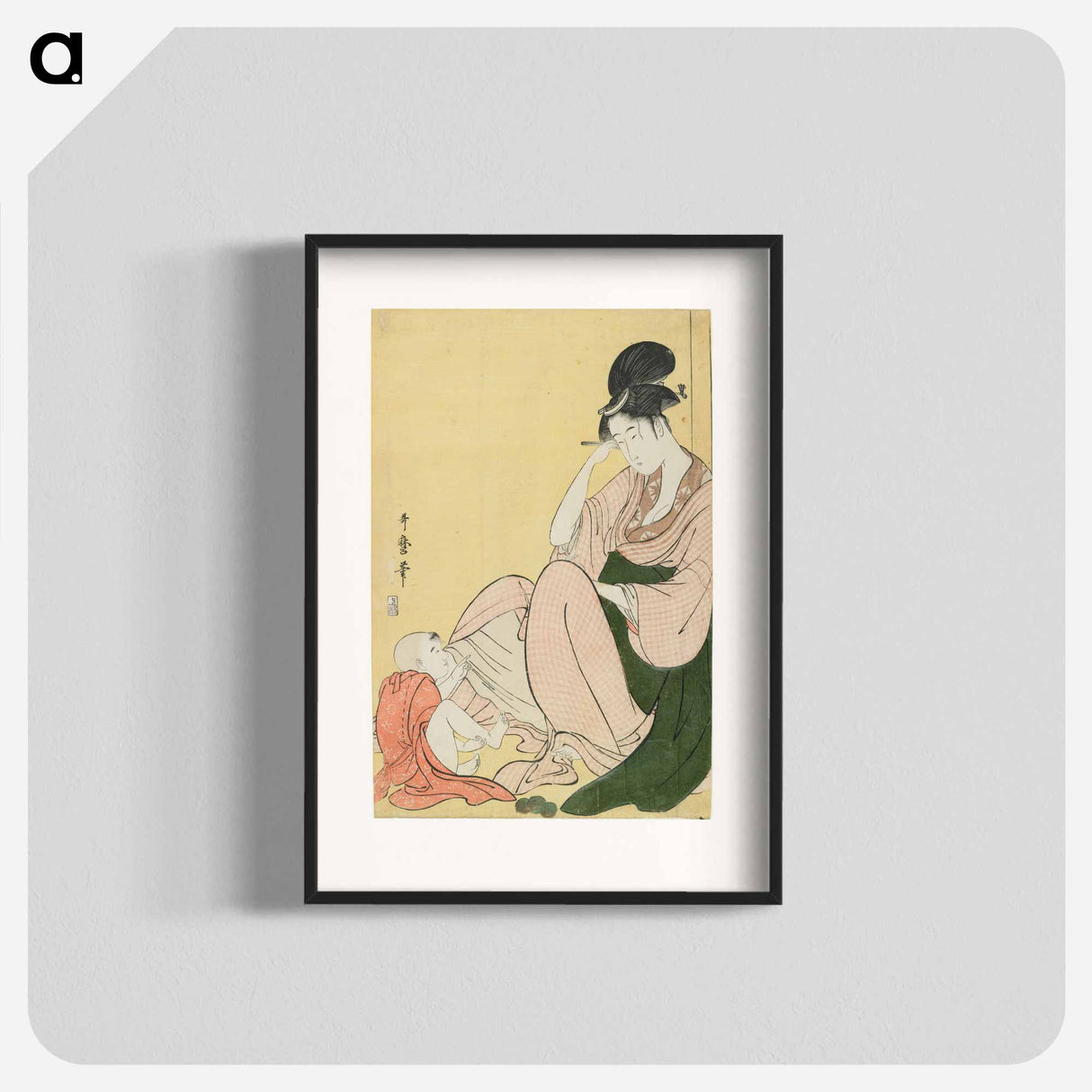 アートポスター-Glue mixed on the woman's sash - 喜多川 歌麿 Poster.