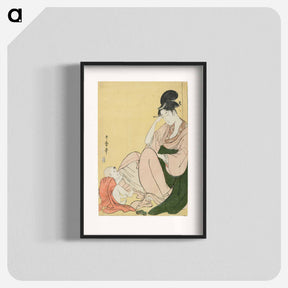 アートポスター-Glue mixed on the woman's sash - 喜多川 歌麿 Poster.