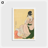 アートポストカード-Glue mixed on the woman's sash - 喜多川 歌麿 Postcard.