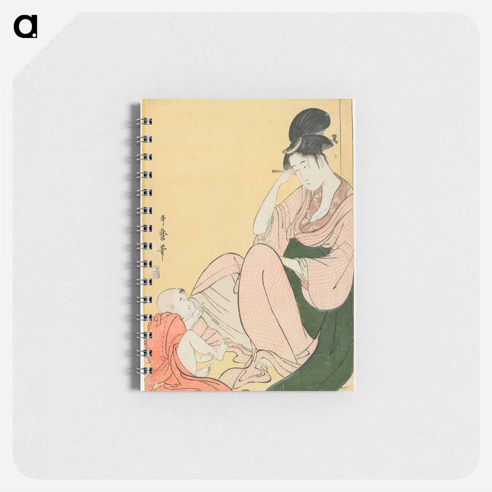 Glue mixed on the woman's sash - 喜多川 歌麿 Memo.