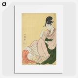 アートポスター-Glue mixed on the woman's sash - 喜多川 歌麿 Poster.