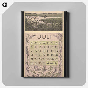 アートパネル-Kalenderblad voor juli 1912 met een waterrijk landschap met vogels by Theo van Hoytema - テオ ヴァン ホイテマ Canvas.
