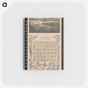 アートメモ帳-Kalenderblad voor juli 1912 met een waterrijk landschap met vogels by Theo van Hoytema - テオ ヴァン ホイテマ Memo.