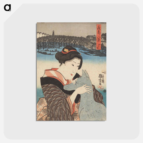 アートポストカード-Eight views of night visiting - 歌川 国芳 Postcard.