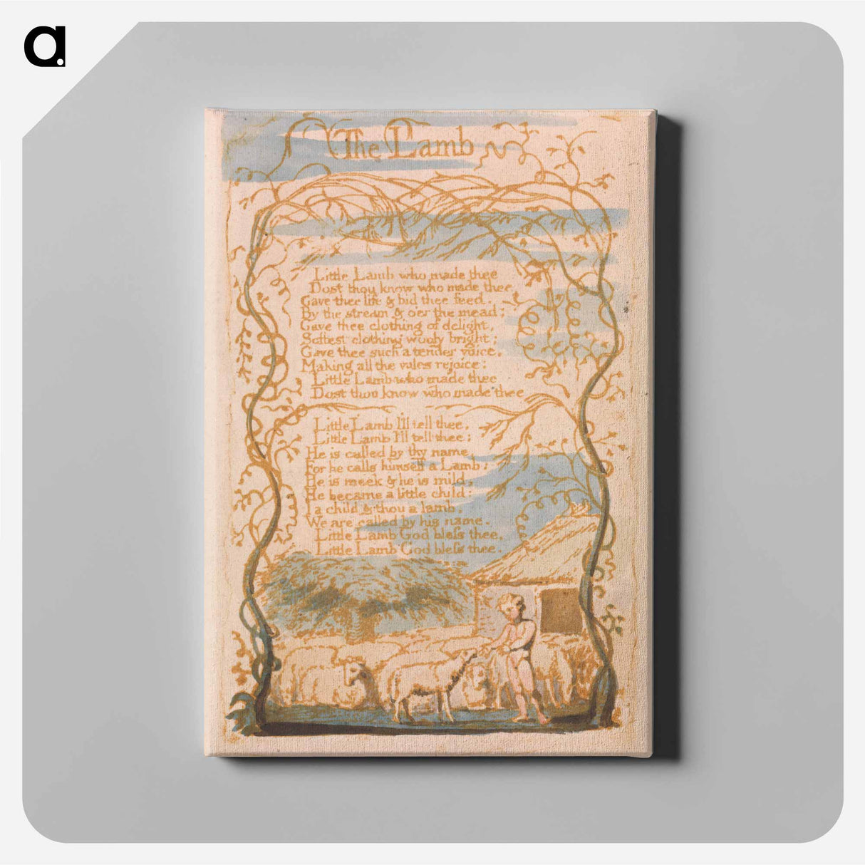 Songs of Innocence, Plate 8, "The Lamb" - ウィリアム ブレイク Canvas.