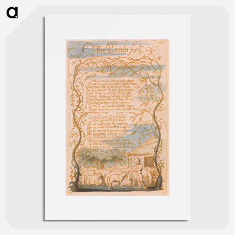 アートポスター-Songs of Innocence, Plate 8, "The Lamb" - ウィリアム ブレイク Poster.