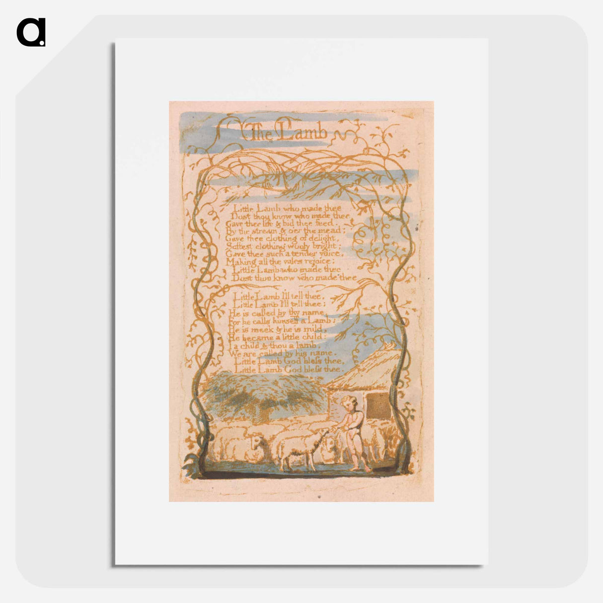 Songs of Innocence, Plate 8, "The Lamb" - ウィリアム ブレイク Poster.