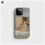 Nainen veneessä laiturin luona - アルバート エーデルフェルト Phone Case.