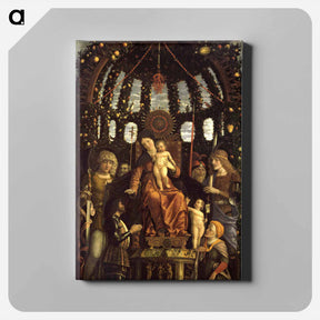 アートパネル-The Virgin of Victory (The Madonna and Child Enthroned with Six Saints and Adored by Gian Francesco II Gonzaga) - アンドレア マンテーニャ Canvas.