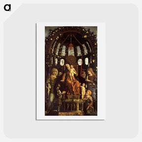 アートポストカード-The Virgin of Victory (The Madonna and Child Enthroned with Six Saints and Adored by Gian Francesco II Gonzaga) - アンドレア マンテーニャ Postcard.