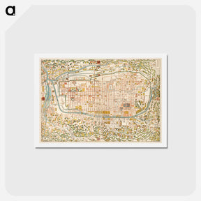 アートポストカード-Map of Kyoto - アンティーク地図 Postcard.