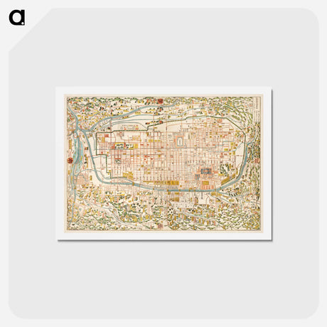 アートポストカード-Map of Kyoto - アンティーク地図 Postcard.
