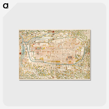 アートポストカード-Map of Kyoto - アンティーク地図 Postcard.