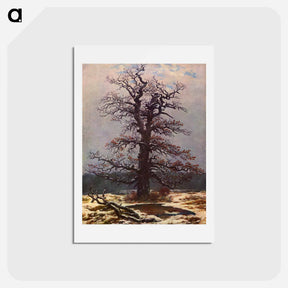 アートポストカード-Oak Tree in the Snow - カスパー ダーヴィト フリードリヒ Postcard.