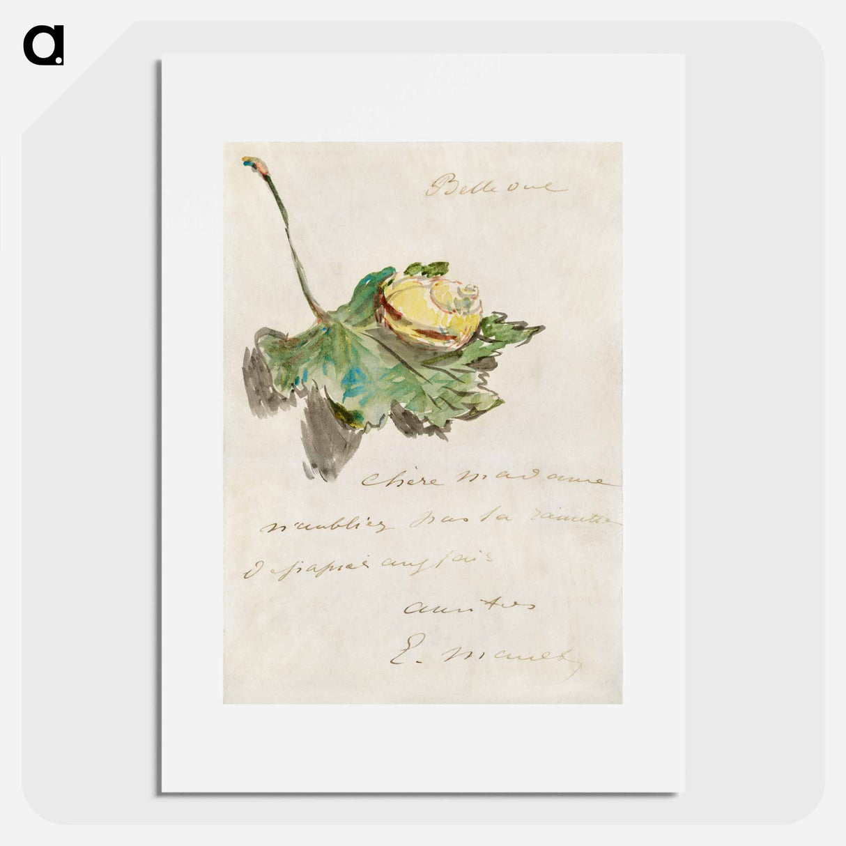 Letter Decorated with a Snail on a Leaf - Édouard Manet Poster.