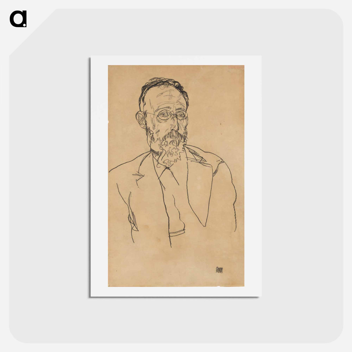 アートポストカード-Heinrich Gomperz, Univ.-Prof., Dr.philosopher by Egon Schiele - エゴン シーレ Postcard.