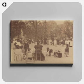 アートパネル-Women and Children in the Luxembourg Gardens
 - ウジェーヌ アジェ Canvas.
