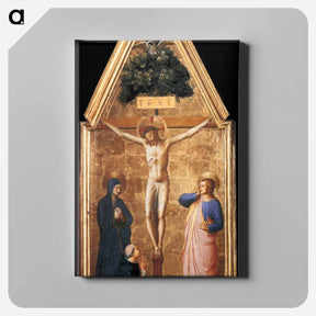 アートパネル-Crucified Christ with the Virgin, St. John the Evangelist and Cardinal Juan de Torquemada - フラ アンジェリコ Canvas.