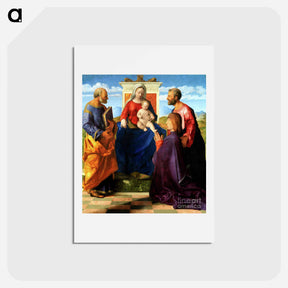 アートポストカード-Madonna and Child Enthroned with Peter and Paul and a Donor - ジョヴァンニ ベッリーニ Postcard.