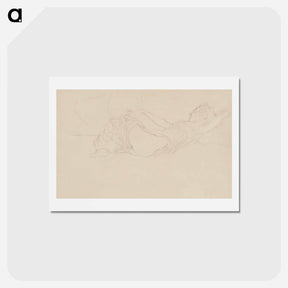 アートポストカード-Woman Lying on her Back, Partly Dressed - グスタフ クリムト Postcard.