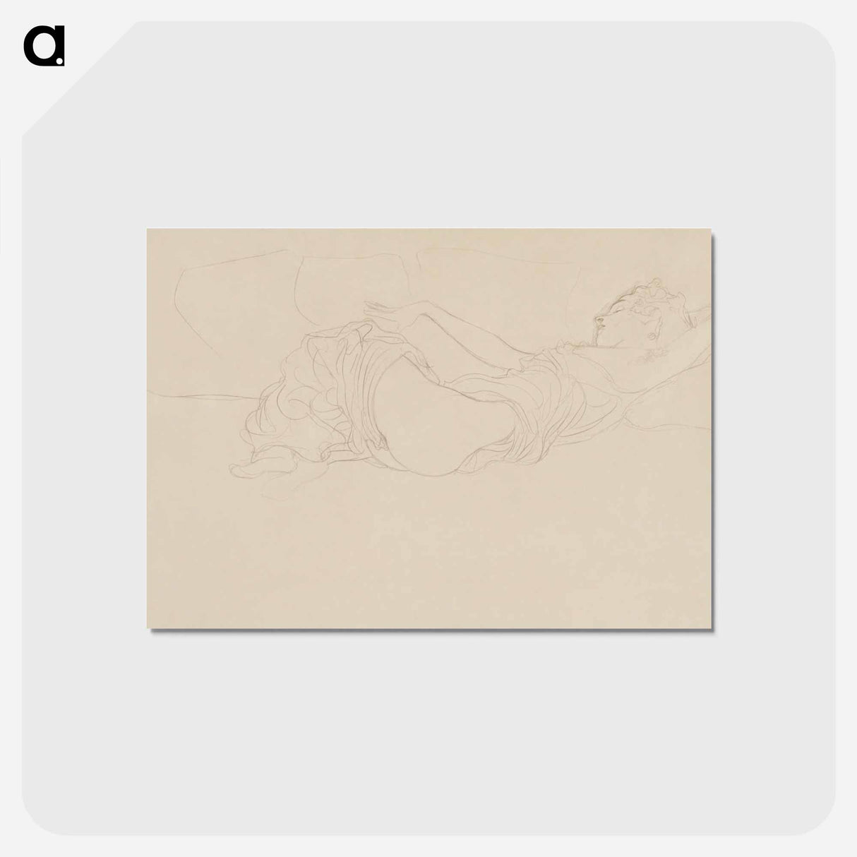 アートポストカード-Woman Lying on her Back, Partly Dressed - グスタフ クリムト Postcard.
