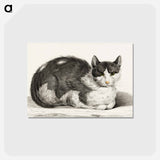 アートポストカード-Reclining cat - ジャン ベルナール Postcard.